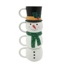 Elsjoy Set of 4 Christmas Stackable Coffee Mugs Christmas